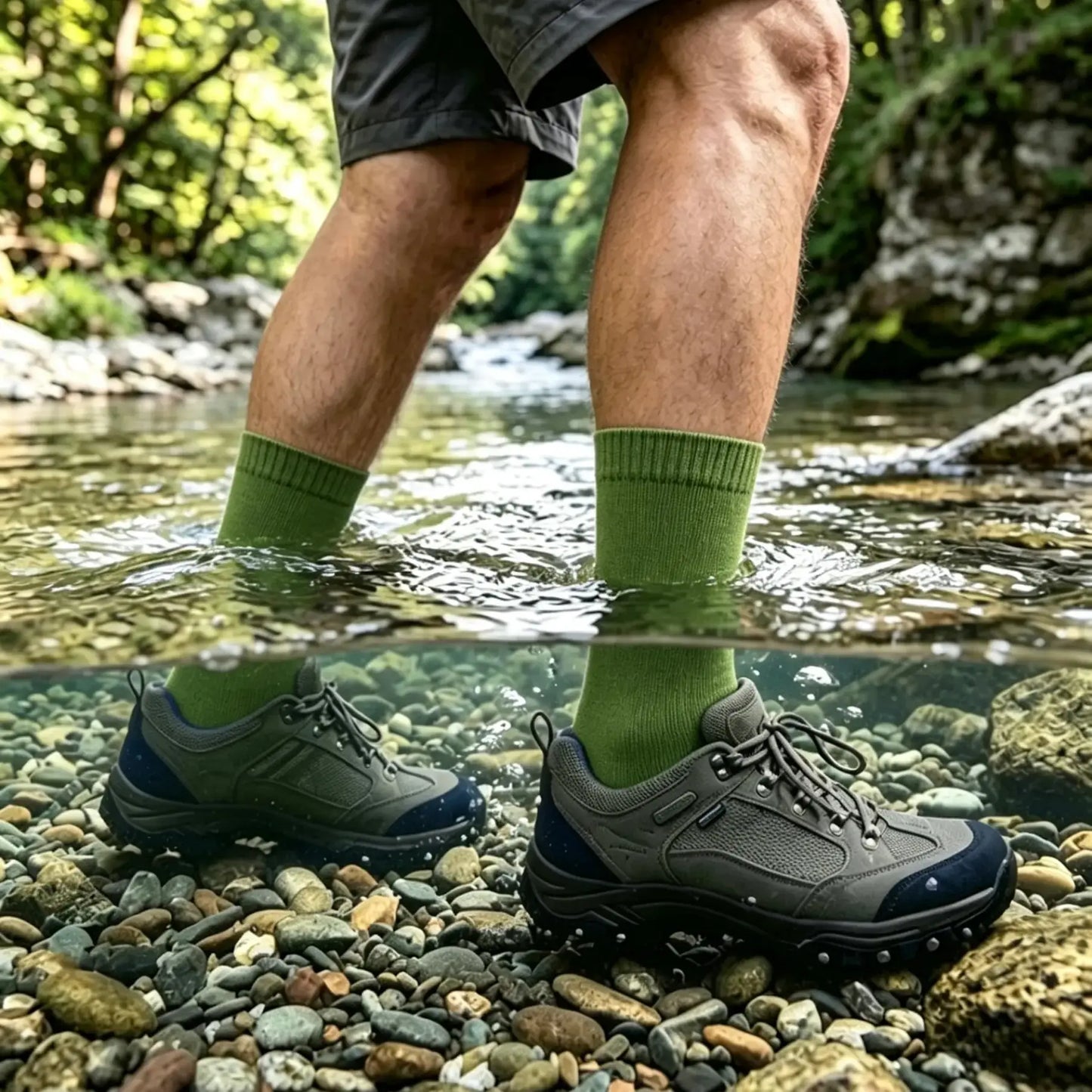 Unisex Crew Waterproof Socks - Green