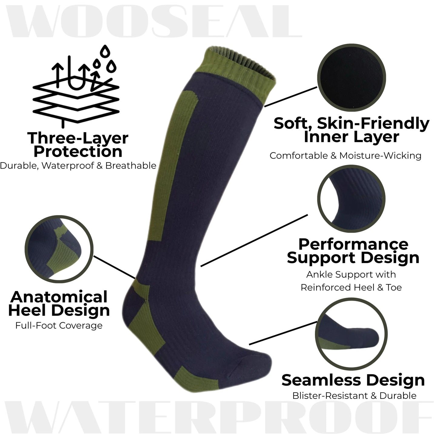 Unisex Knee High Waterproof Socks