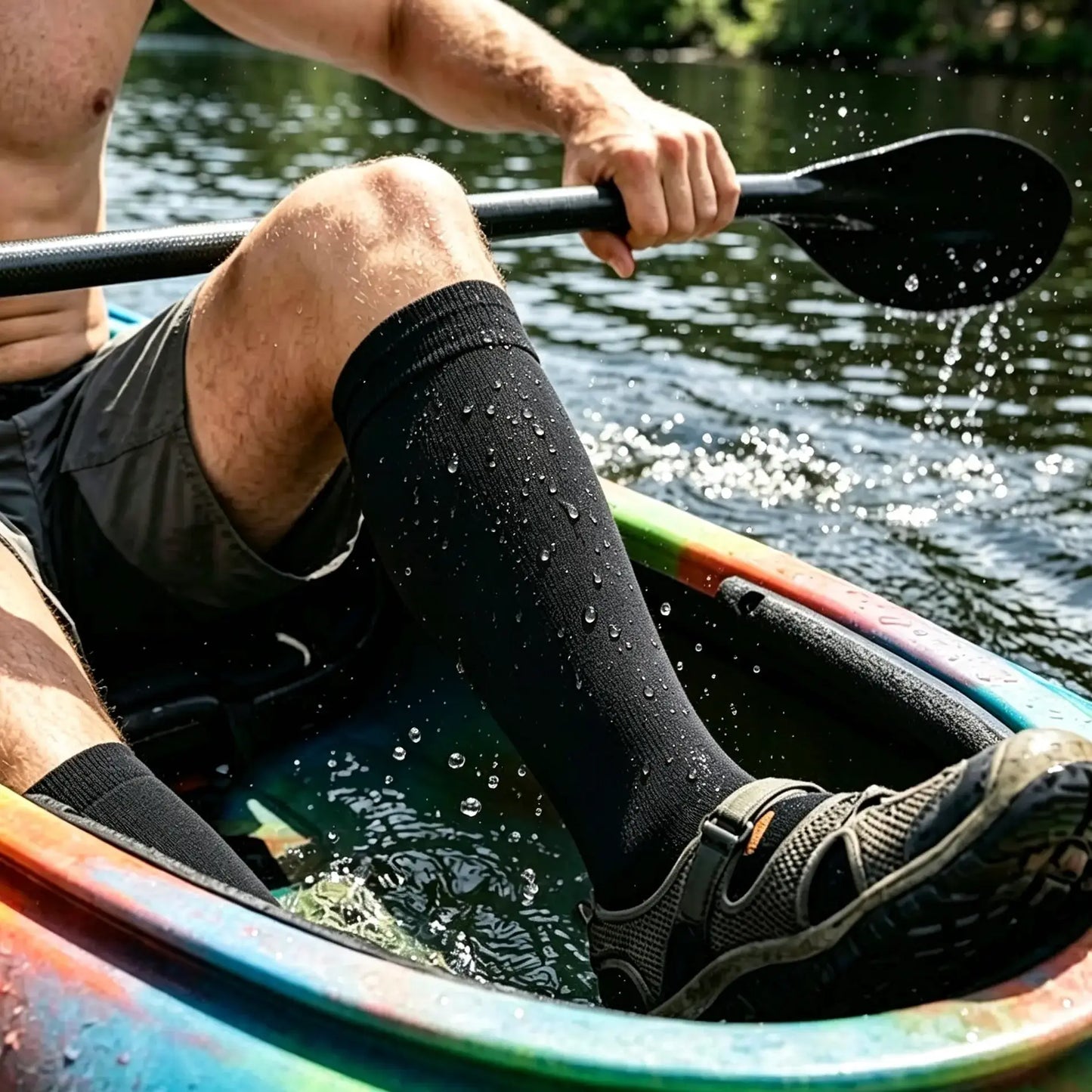 Unisex Knee High Waterproof Socks - Black