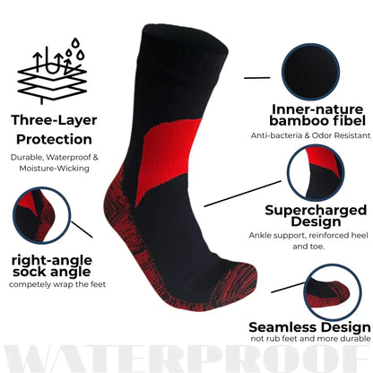 Unisex Crew Waterproof Socks - Red