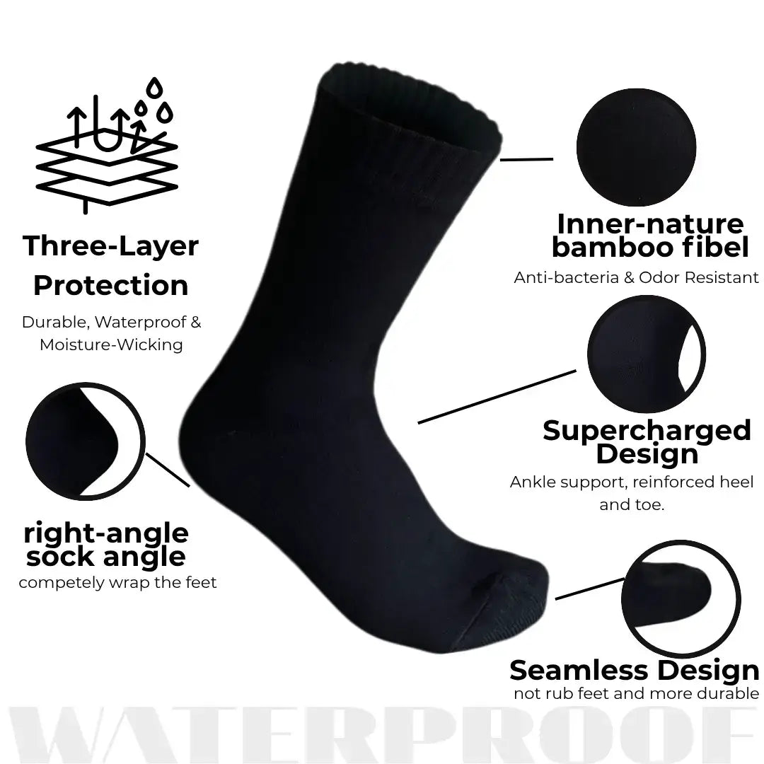Unisex Crew Waterproof Socks - Black