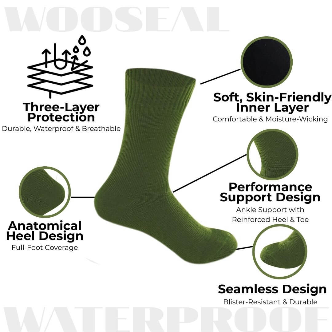 Unisex Crew Waterproof Socks - Solid Color