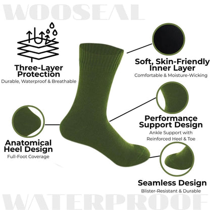 Unisex Crew Waterproof Socks - Solid Color