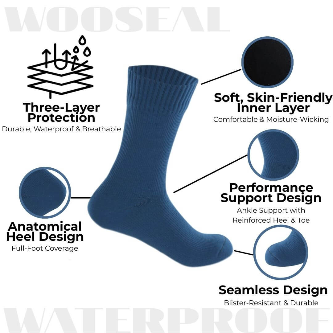Unisex Crew Waterproof Socks - Solid Color