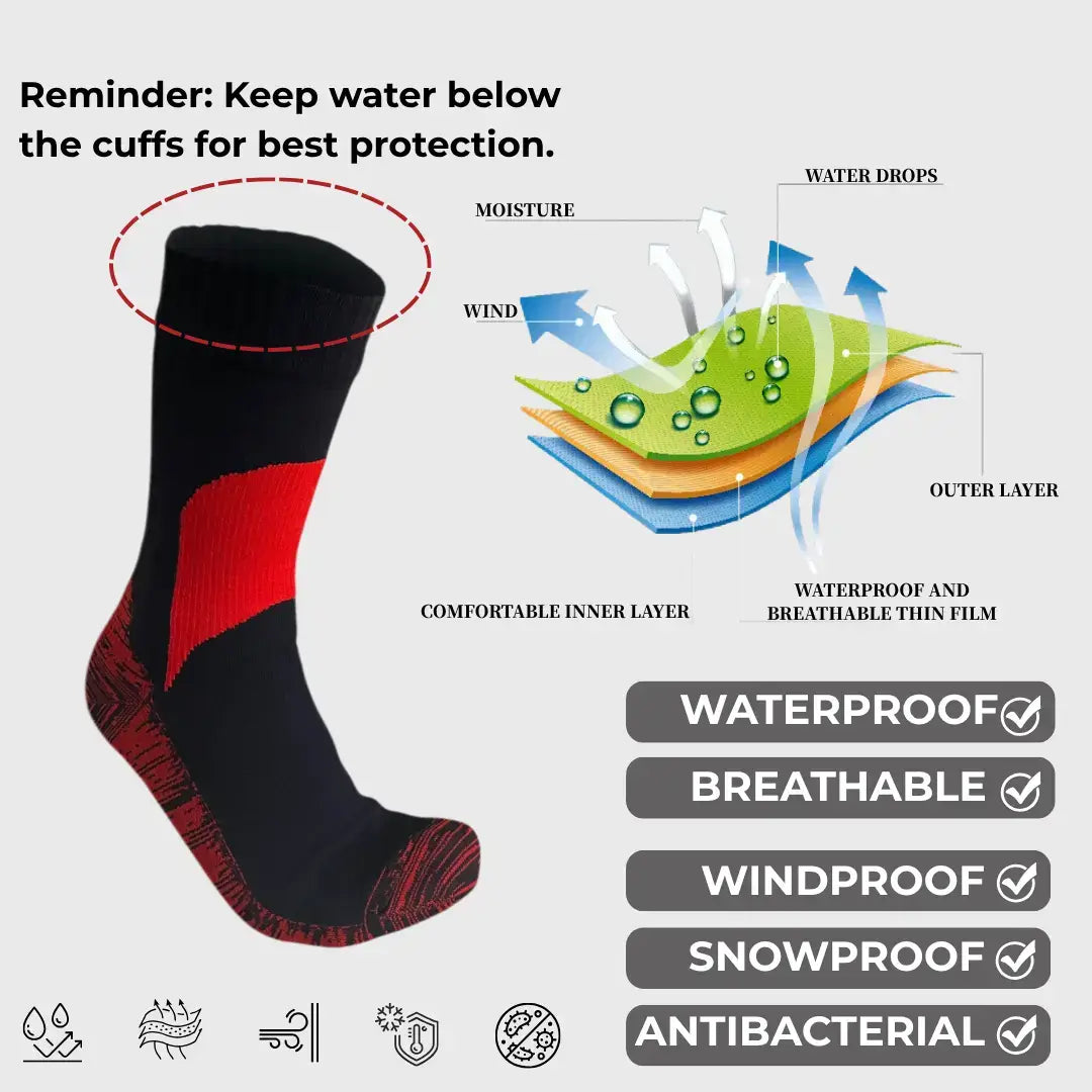 Unisex Crew Waterproof Socks - Red