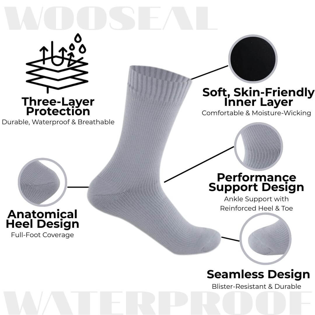 Unisex Crew Waterproof Socks - Solid Color