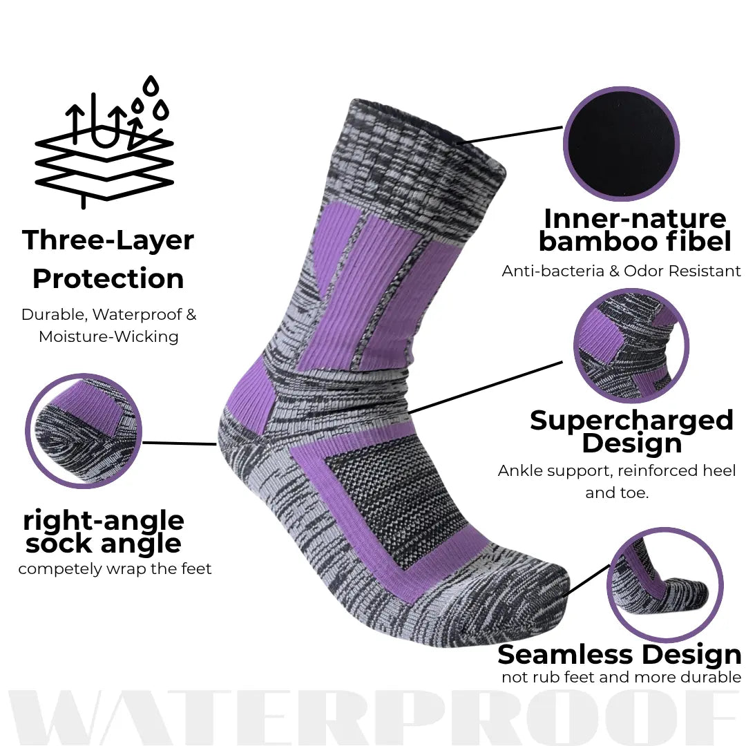 Unisex Crew Waterproof Socks - Purple