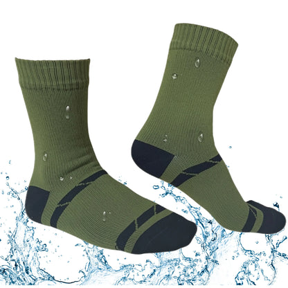 Unisex Crew Waterproof Socks - Balck & Green