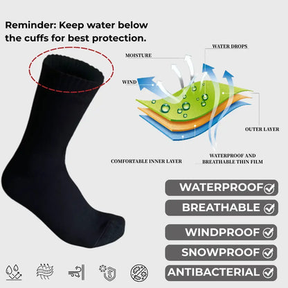 Unisex Crew Waterproof Socks - Black
