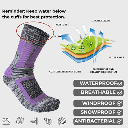 Unisex Crew Waterproof Socks - Purple