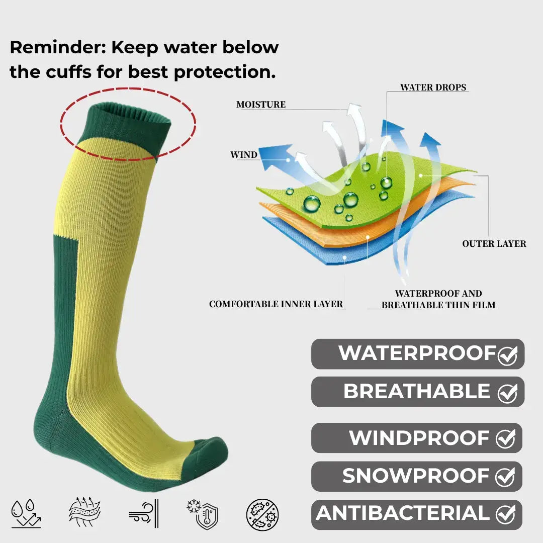 Unisex Knee High Waterproof Socks – Yellow & Green