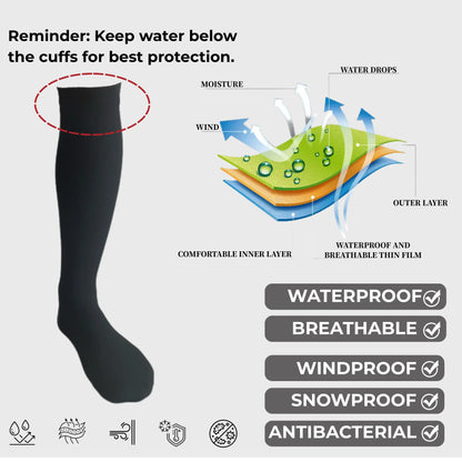 Unisex Knee High Waterproof Socks - Black