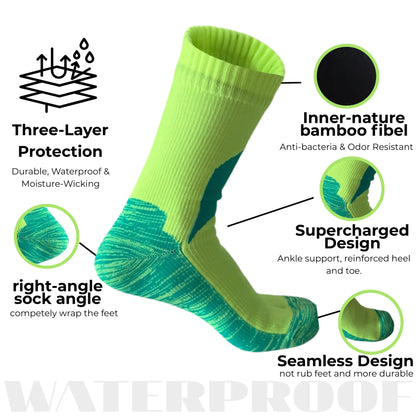 Unisex Crew Waterproof Socks - Lemon Green