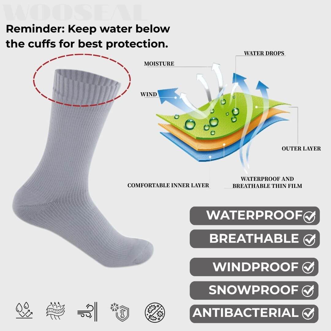 Unisex Crew Waterproof Socks - Solid Color