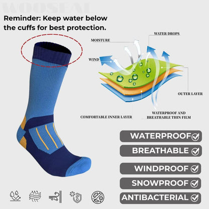 Unisex Crew Waterproof Socks - Blue