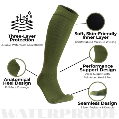 Unisex Knee High Waterproof Socks -Grass Green