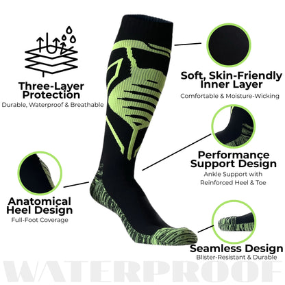 Unisex Knee High Waterproof Socks – Neon Green