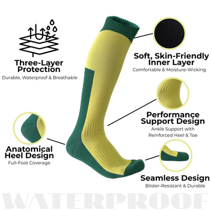 Unisex Knee High Waterproof Socks – Yellow & Green