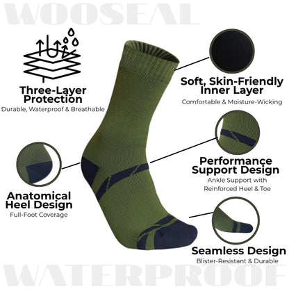 Unisex Crew Waterproof Socks - Green