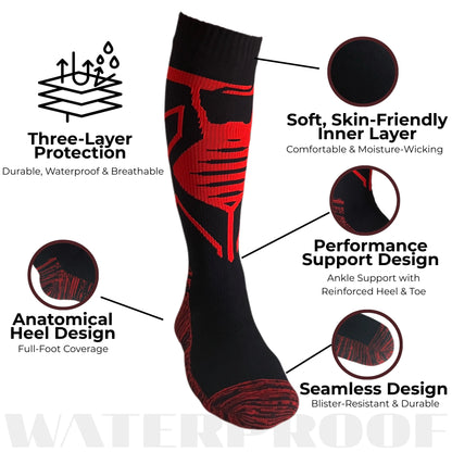 Unisex Knee High Waterproof Socks – Red
