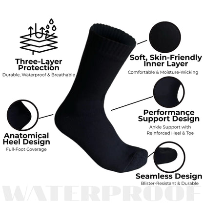 Unisex Crew Waterproof Socks - Black