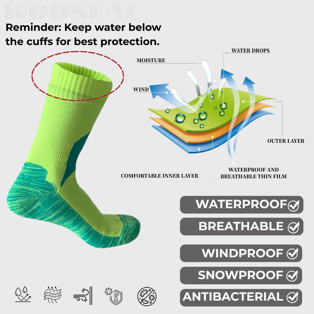Unisex Crew Waterproof Socks - Lemon Green