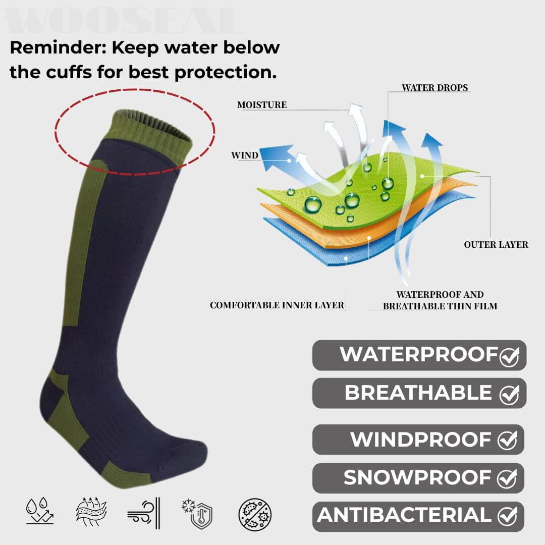 Unisex Knee High Waterproof Socks – Green