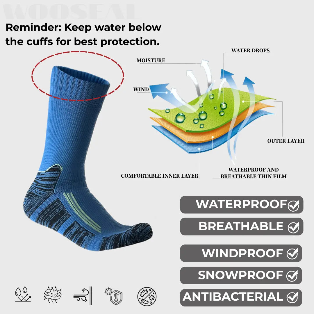 Unisex Crew Waterproof Socks - Ocean Blue